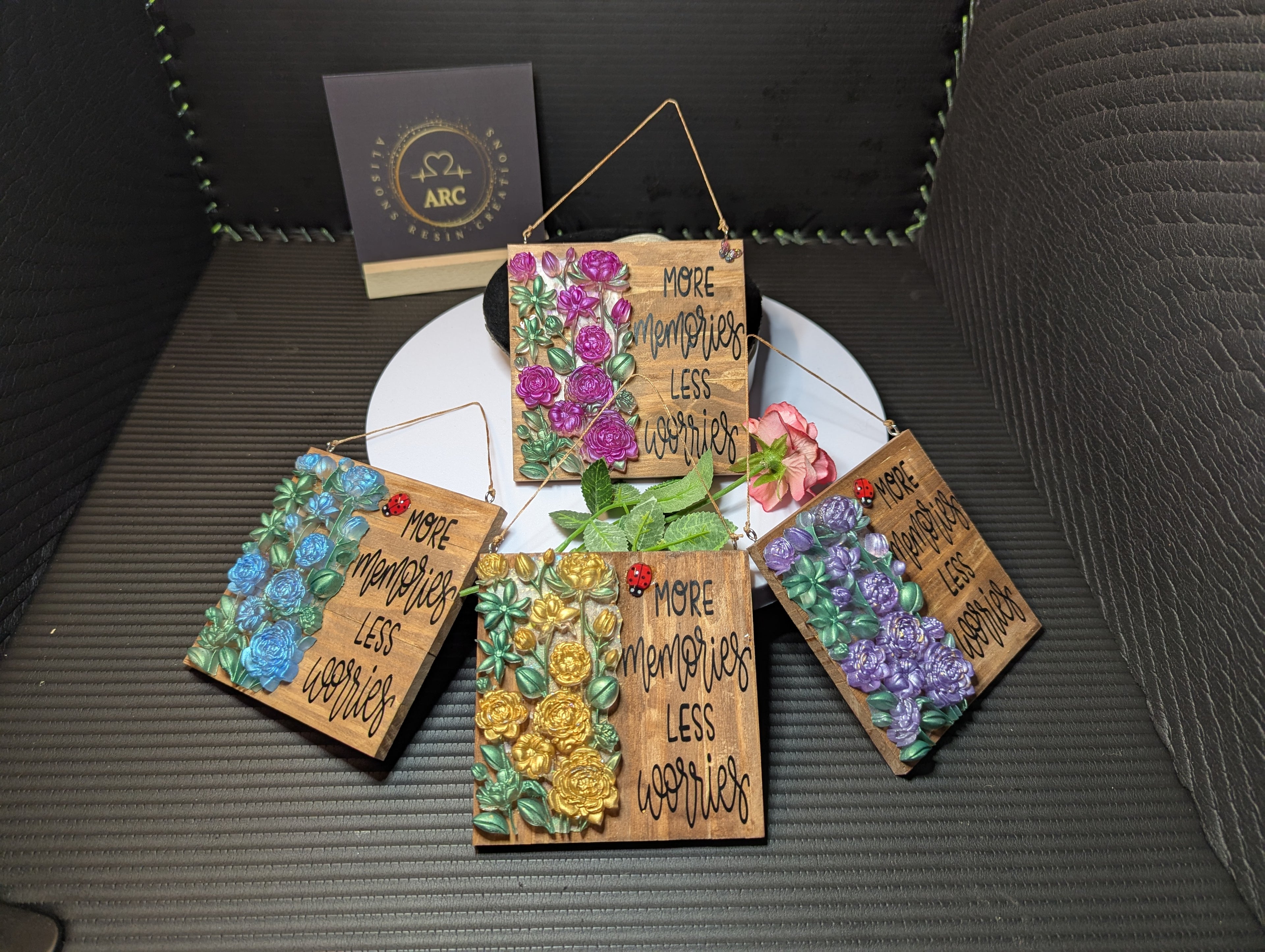 More Memories less Worries Wooden Flower Plaque