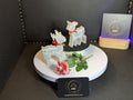 Cute Mother and Baby Reindeer with red collar and gold bell