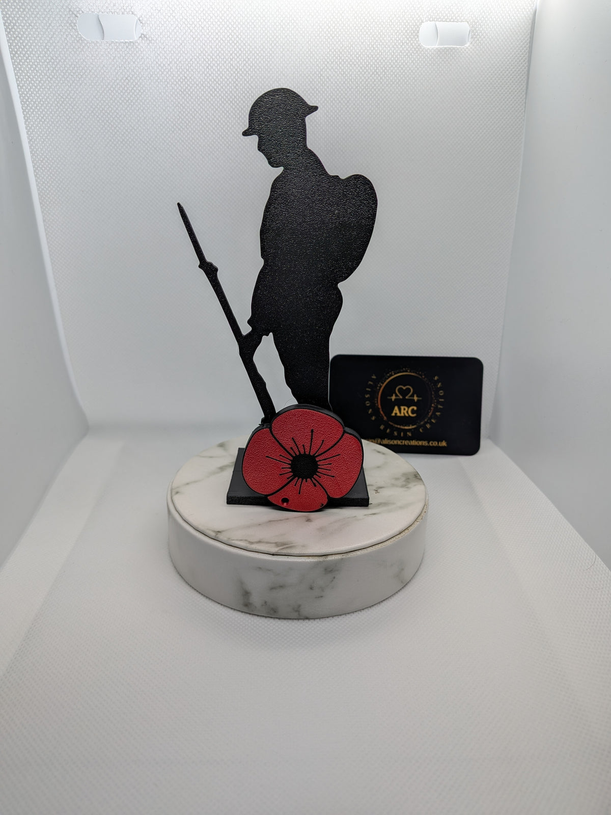 3D printed Remembrance  solider with Poppy with tea light